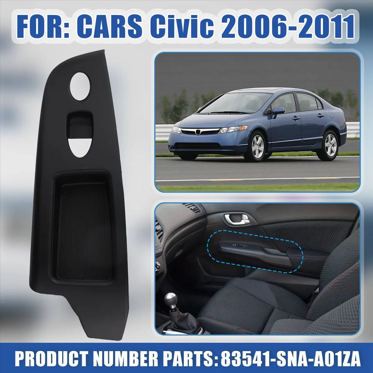 super-promo-cache-de-panneau-de-commande-de-leve-vitre-avant-droit-83541-sna-a01za-pour-honda-civic-2006-2011