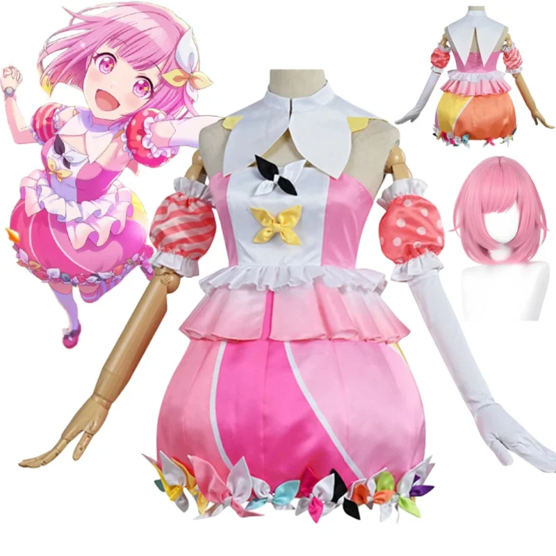 Projeto de anime sekai colorido palco ootori emu cosplay vestido lolita peruca festa de halloween uniforme ctx para mulheres meninas