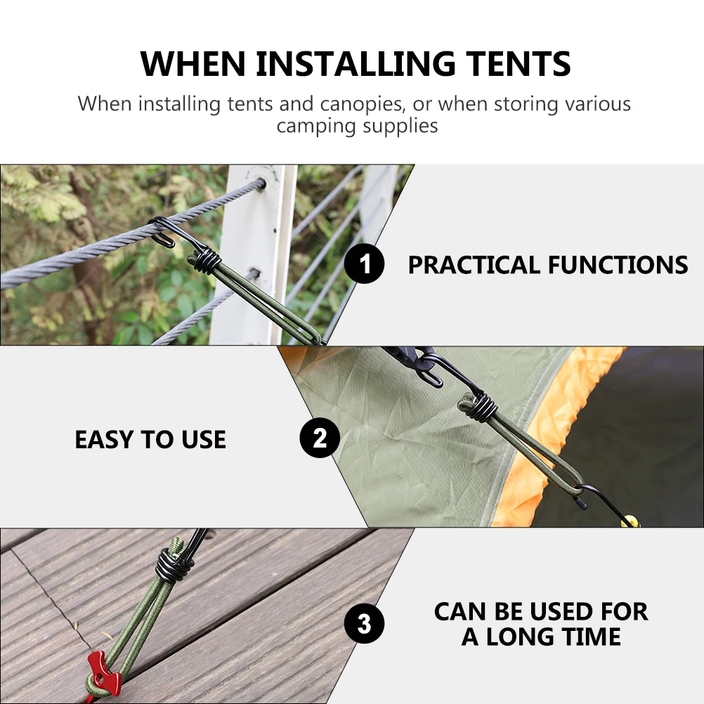 

6pcs Tent Accessories Durable Flexible Elastic Rope Buckle Strong Grip Great Resistance Outdoor Camping Tools Emulsion