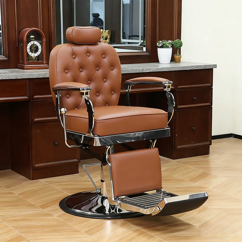 #Ergonomic High Quality Barber Chair Unique Retro Modern Reclining Barber Chair Backrest Luxury Silla Barberia Salon Furniture