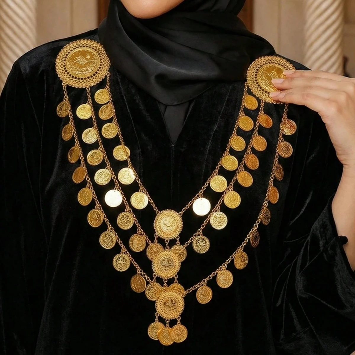 colar-bib-multicamadas-com-borlas-e-corrente-de-moedas-douradas-Arabes-com-strass-joia-corporal-curda-para-mulheres-acessorio-de-vestuario-para-festas