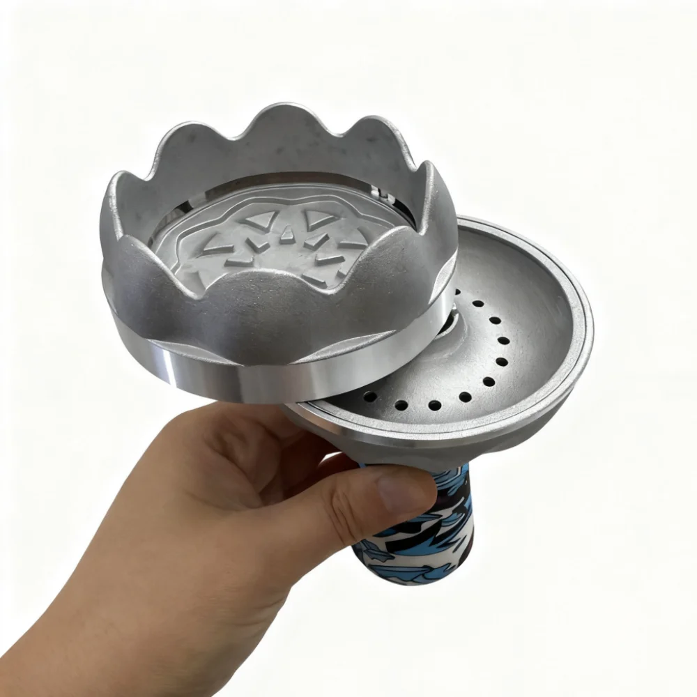 2In1 الشيشة الشيشة وعاء التبغ حامل الفحم تشيتشا الحرارة حارس Magement نظام الفحم الملحقات ، لون عشوائي