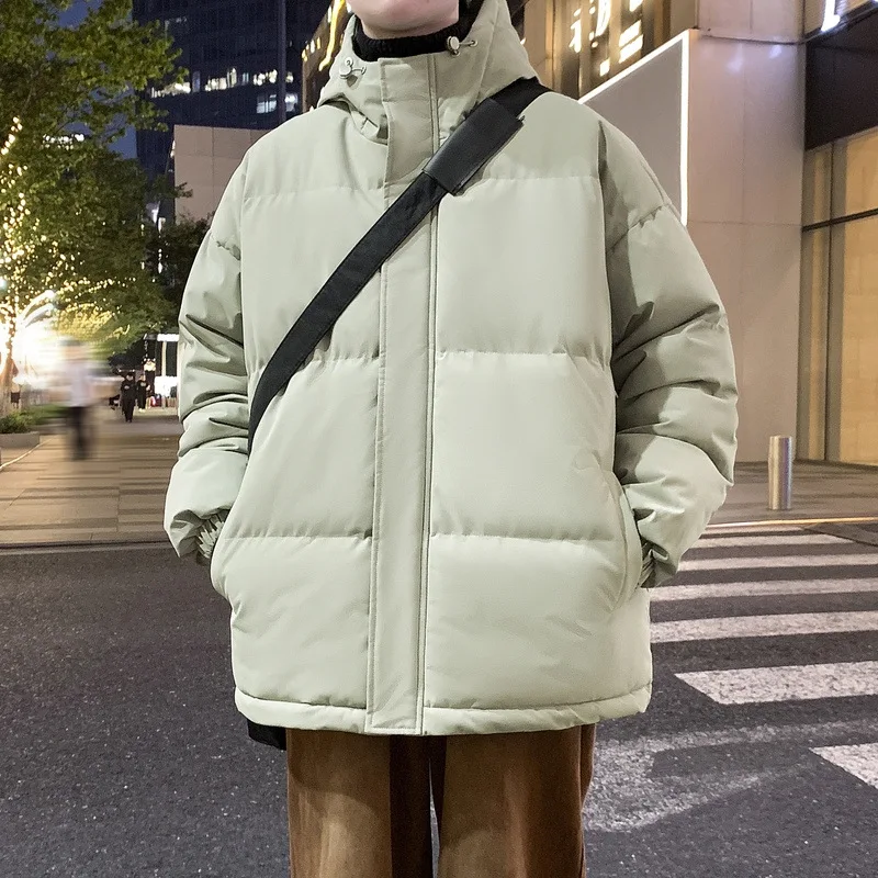 

Мужская модная повседневная трендовая однотонная утолщенная теплая и морозостойкая куртка на хлопковой подкладке на осень и зиму