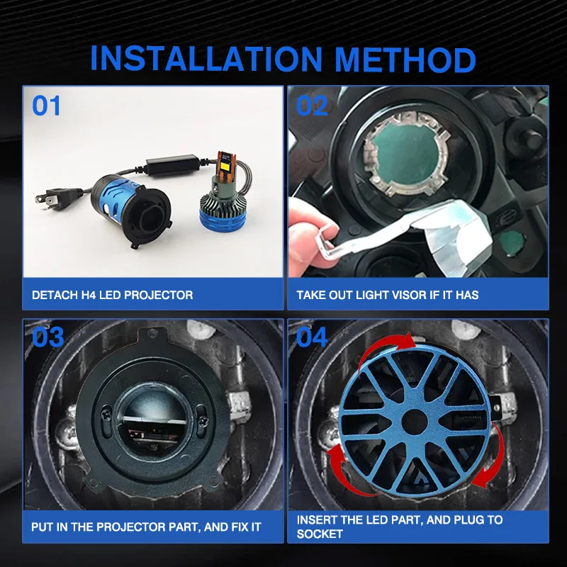 2 قطعة عدسة LED للسيارة المصباح H4 12 فولت عدسة صغيرة السوبر مشرق مرحبا/لو شعاع الضوء الأبيض 6000 كيلو للسيارات والدراجات النارية نموذج متوافق