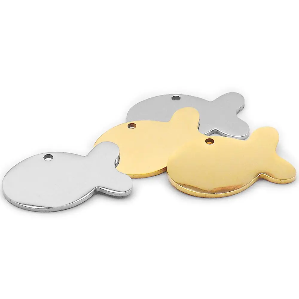 20 Pcs Fish Stainless Steel Dog ID Tag For Man Dog Pet Tag Name Plate Tags Pendant Engraved Personalized Customized Necklace