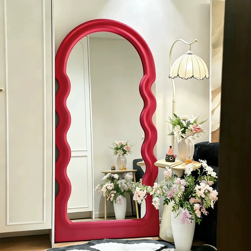 Dopamine floor full-length mirror Internet celebrity wave arch wall-mounted full-length mirror