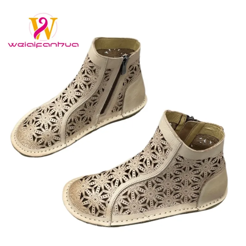 

Women's Sandals Made of Top-grade Cowhide, 2026 New Style, Retro Handmade Sandals, Flat Bottom, Open Hole Shoes Luxury Sandals