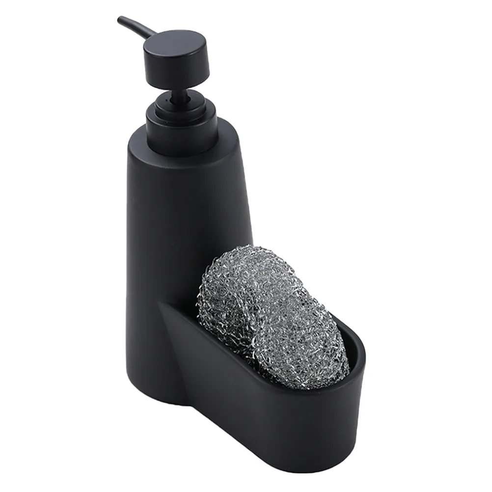 

Дозатор для мыла с держателем для губки для кухонной раковины: стильное хранение, большая емкость, многоразовый, для увлажняющего лосьона, шампуня, геля для душа
