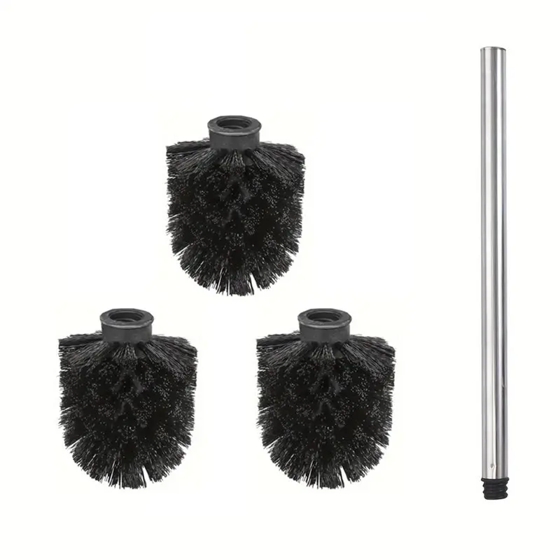 A25F-Toilet Brush Replacement Heads With Stainless Steel Handle Duty Toilet Bowl Cleaner Brushes, Detachable Scrub Brush