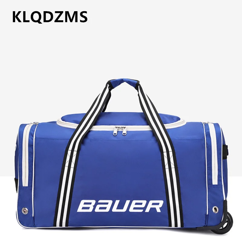 

KLQDZMS Oxford Cloth Luggage Trolley Bag Large Capacity Hockey Bag Foldable Travel Bag Men Universal Wheel Rolling Suitcase