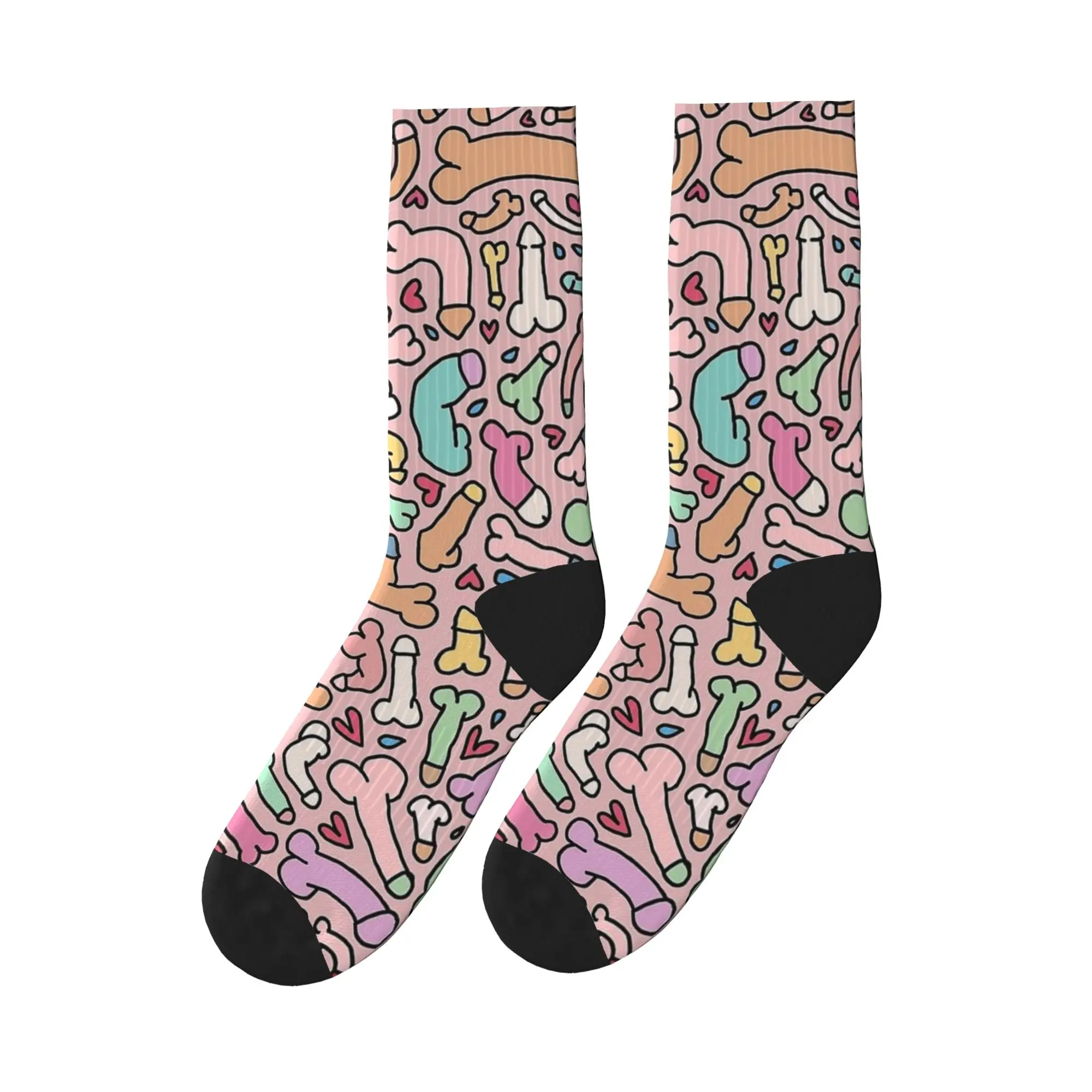 Cock Penis Pattern Socks  Trendy Stockings Men Medium Soft Outdoor Socks Spring Pattern Anti-Slip Socks