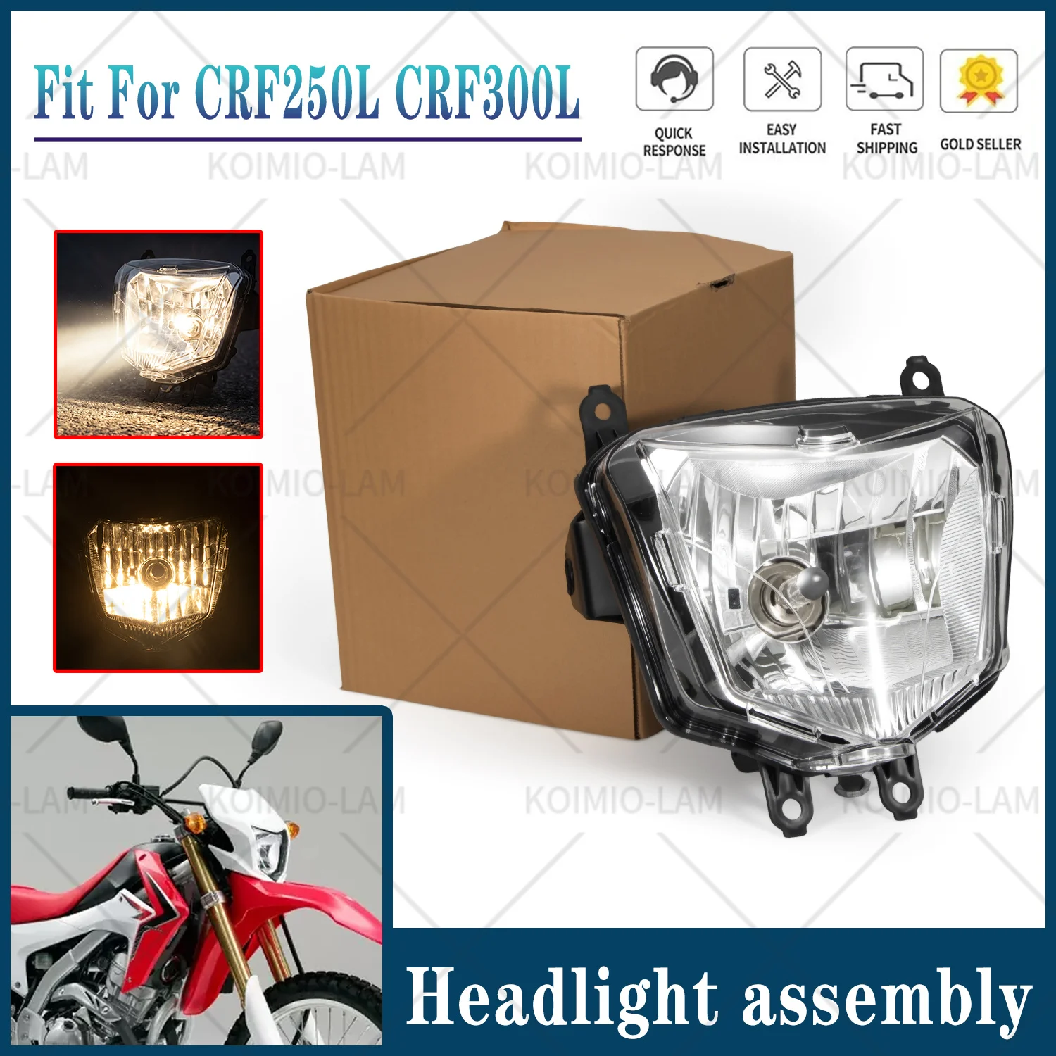 

Fit For HONDA CRF250L CRF300L Headlight Assembly Headlamp Light CBR 250 300 L