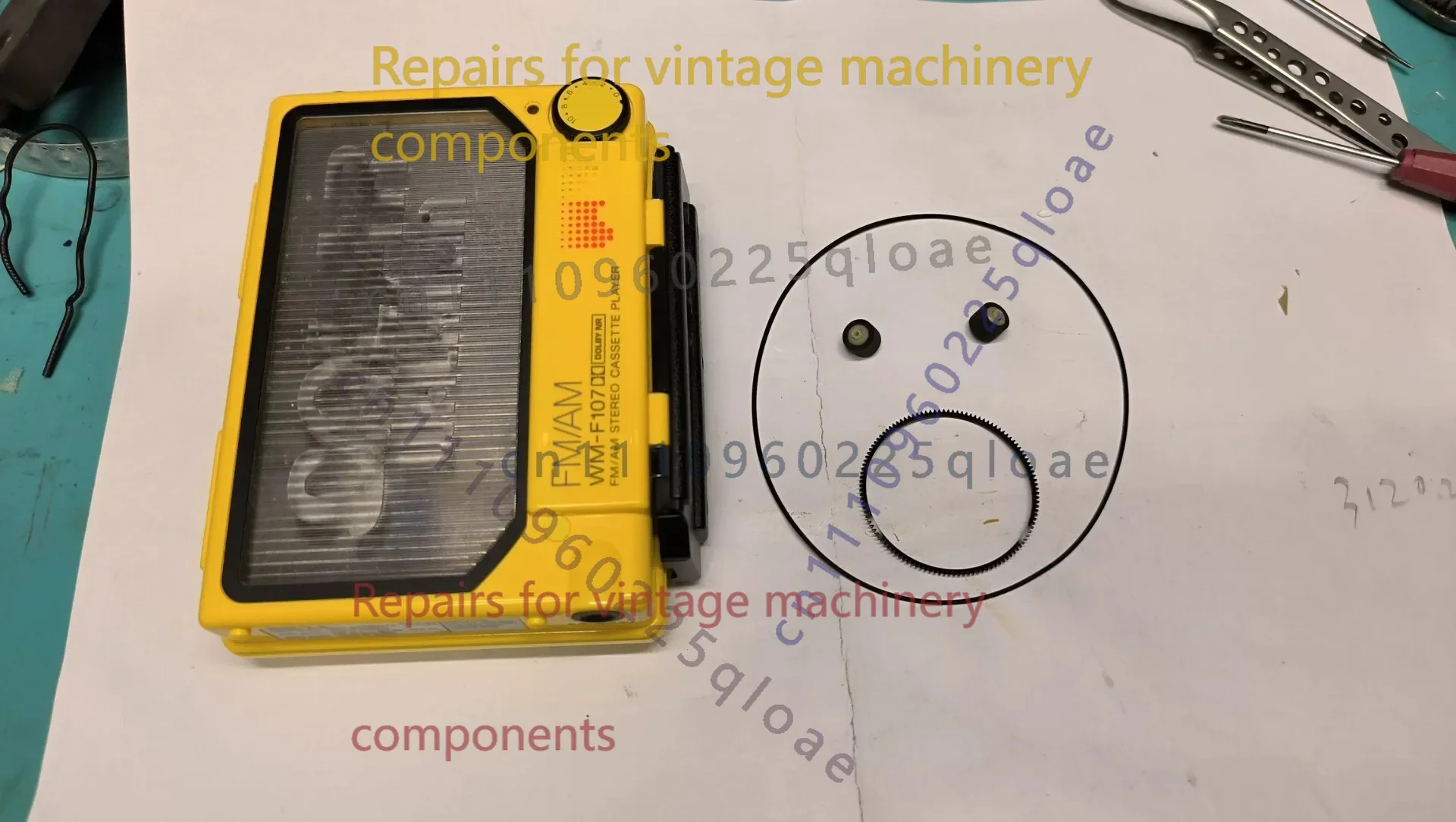 Belt + Pinch Roller + Drive Gear Repair Kit For Sony WM-F107 Solar Walkman Cassette Mechanism Refurb Replacement Spare Parts