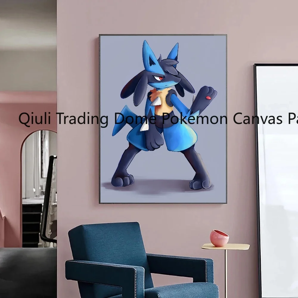 Pokemon Pop Posters Anime Figures Lucario Watercolor Painting Canvas Posters and Prints Wall Art Picture for Christmas Gifts