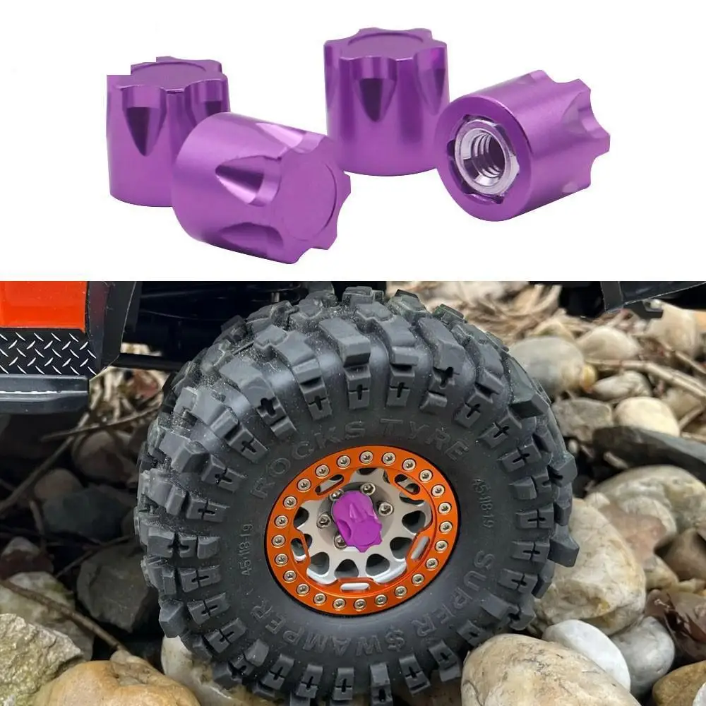 

4pcs Cnc Aluminum Alloy M4 Nut Rim Cap For 1/10 Rc Track Trax/as Trx4 Trx6 Slash D90 D110 Scx10 Rc Tamiya Yokomo Hsp