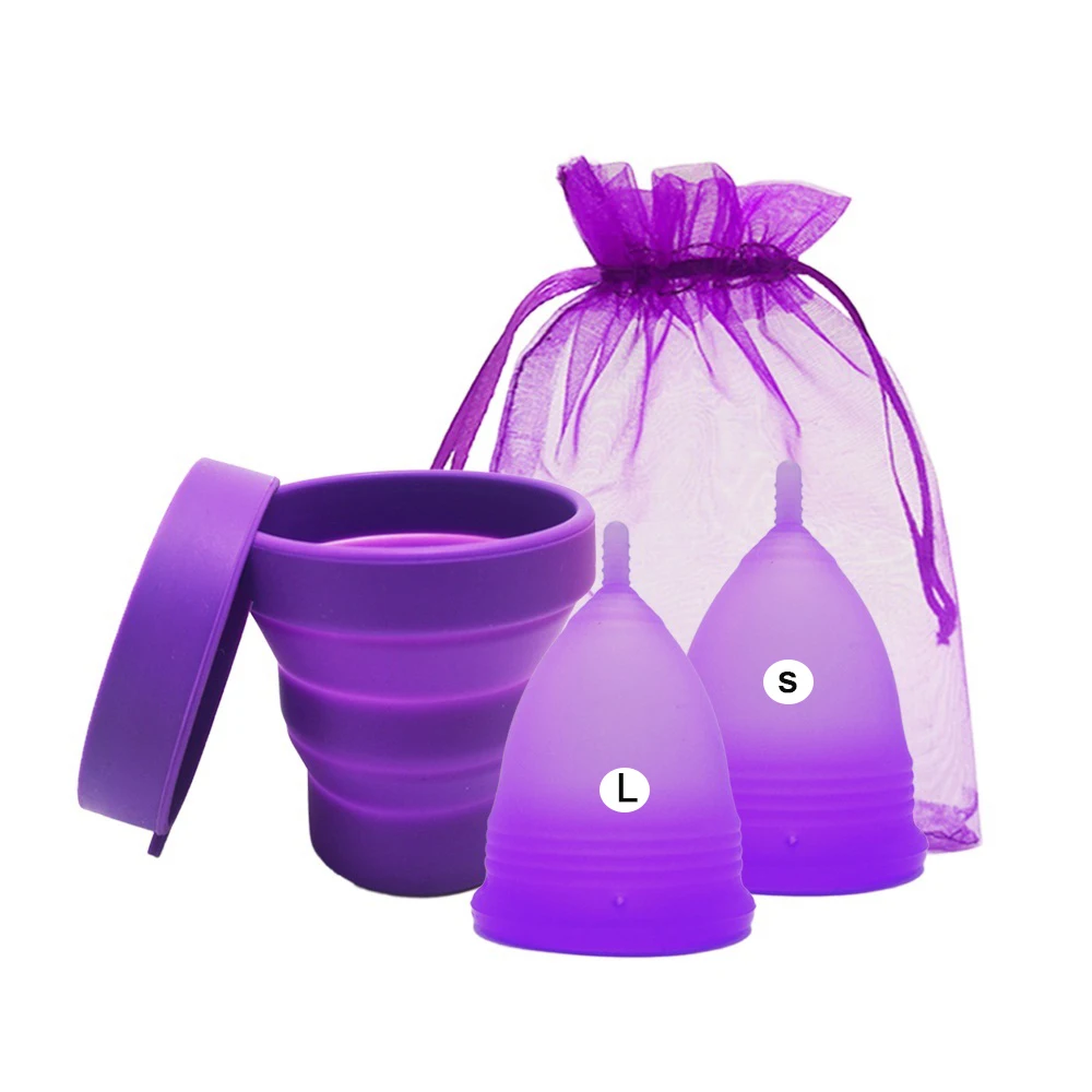 2pcs Women Menstrual Cup Medical Grade Silicone Period Cup Feminine Hygiene Menstrual Collector Reusable Menstrual Bowl
