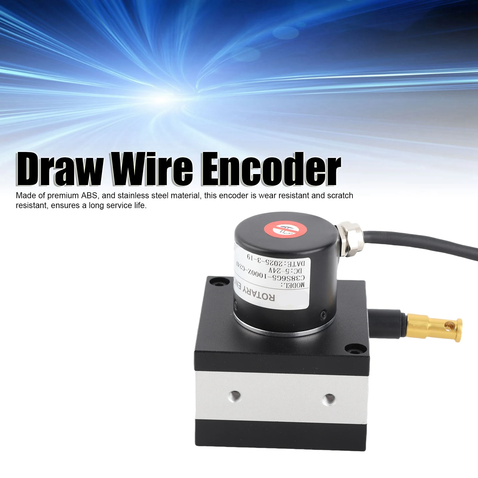 

Dia. 38mm Draw Wire Encoder 10 to 3000mm Range Incremental Cable Encoder for Cylinders Testing Machines DC8‑24V Encoder