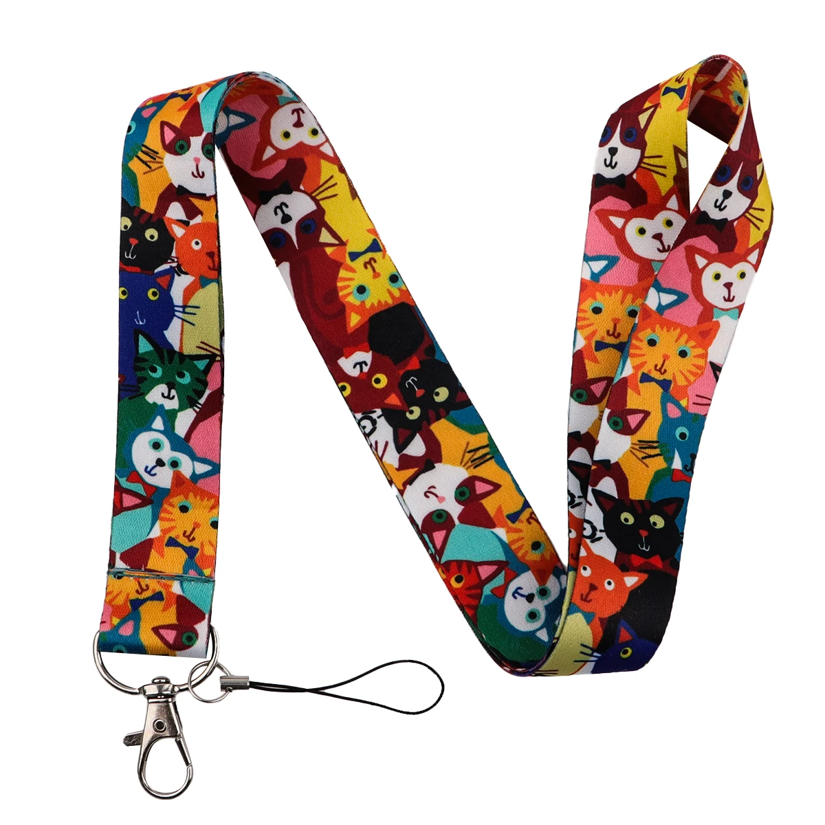 Cartoon Cat Neck Strap Cute Animal Lanyards for Key ID Card Gym Cell Phone Strap USB Badge Holder Rope Pendant Key Chain Gift