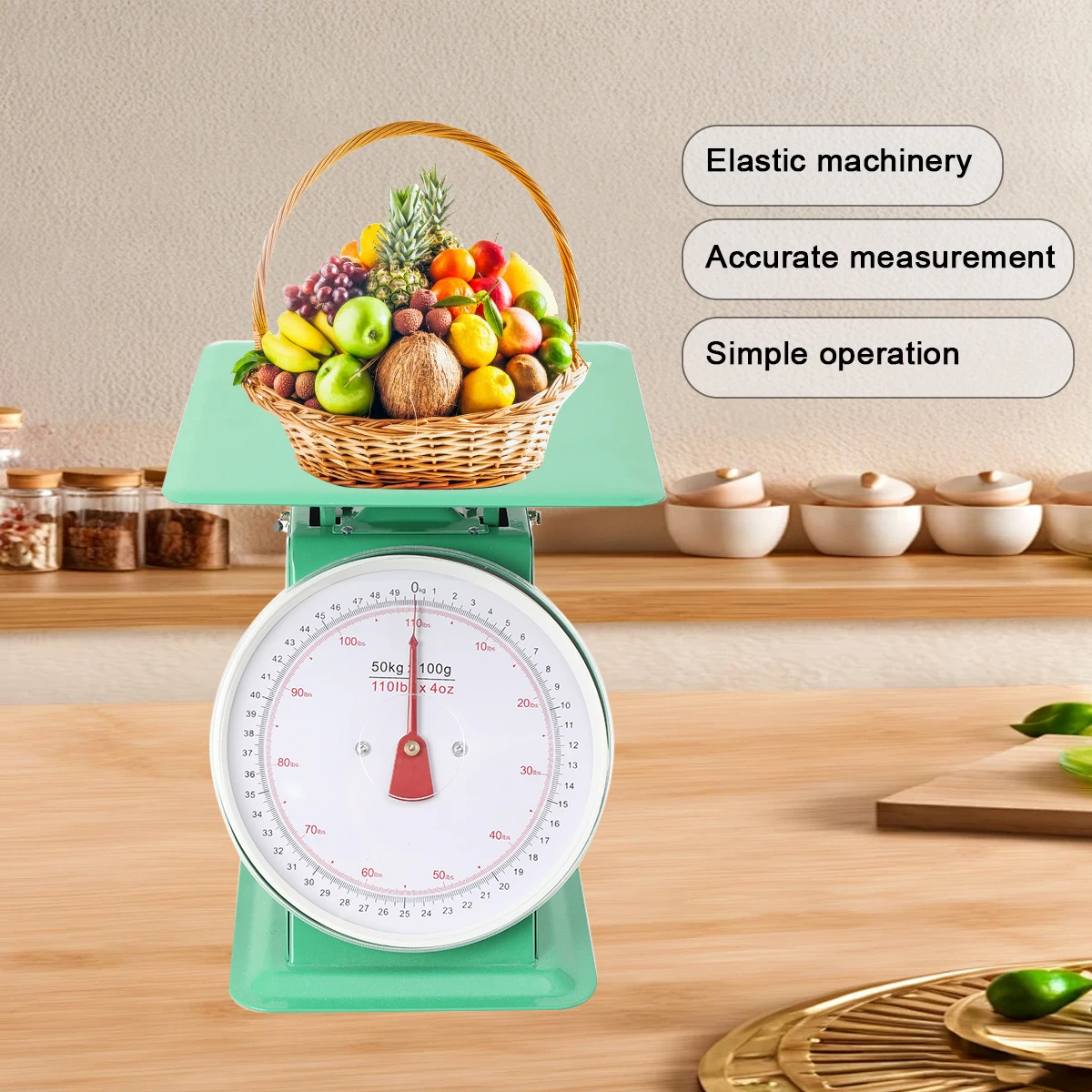 Practical 150kg Household Mechanical Kitchen Scale Effectively Measure Easy Storage Food Balance