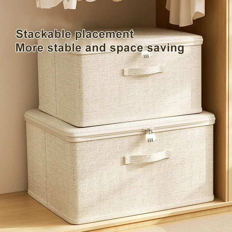 Tianshan Cotton and Linen Covered Storage Box Home Clothes and Blankets Organizer Versatile Box Foldable Wardrobe