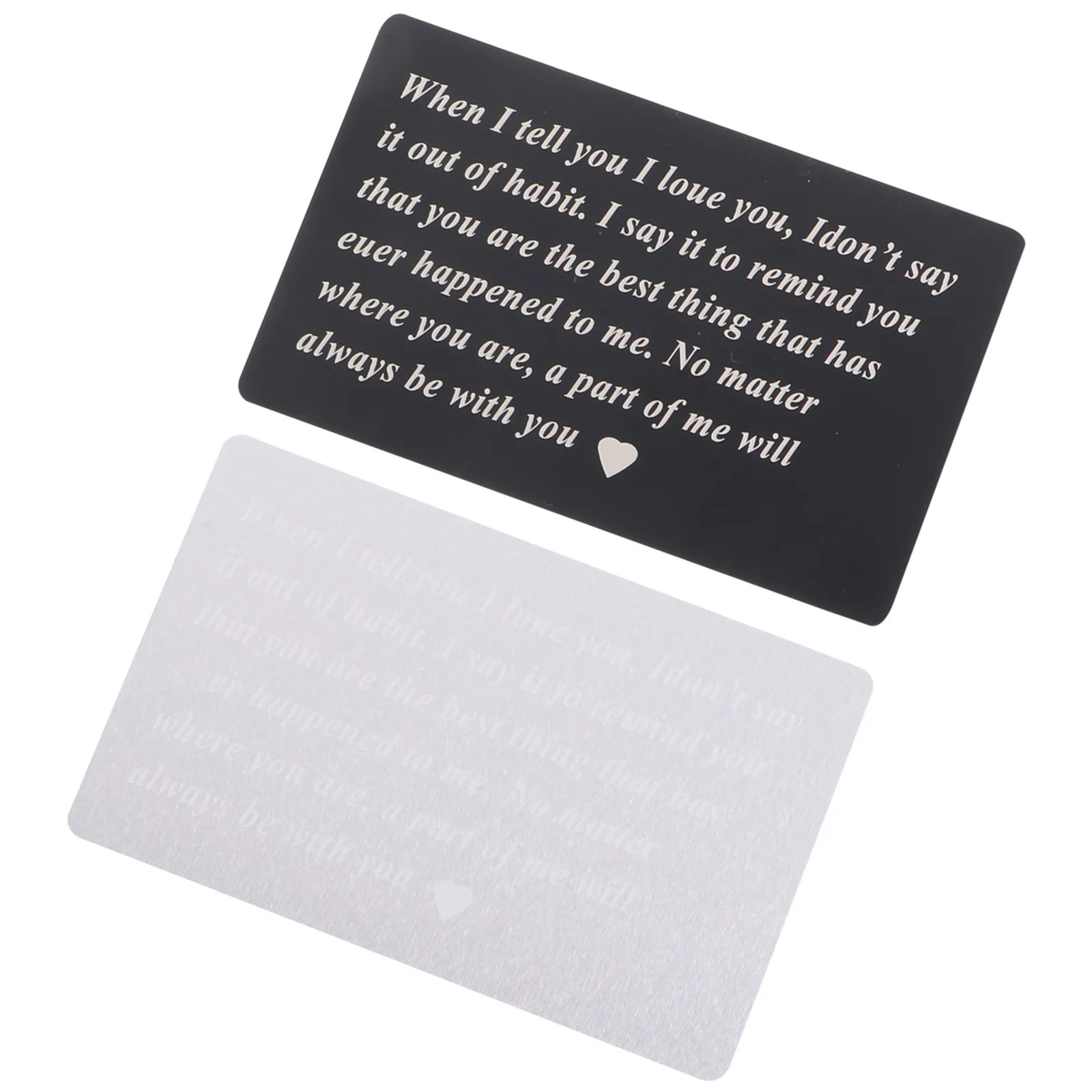 

2 pcs Confession Memorial Cards Wedding Anniversary Couples Purse Decorative Inserts Engraved Word Metal Message Card Gifts
