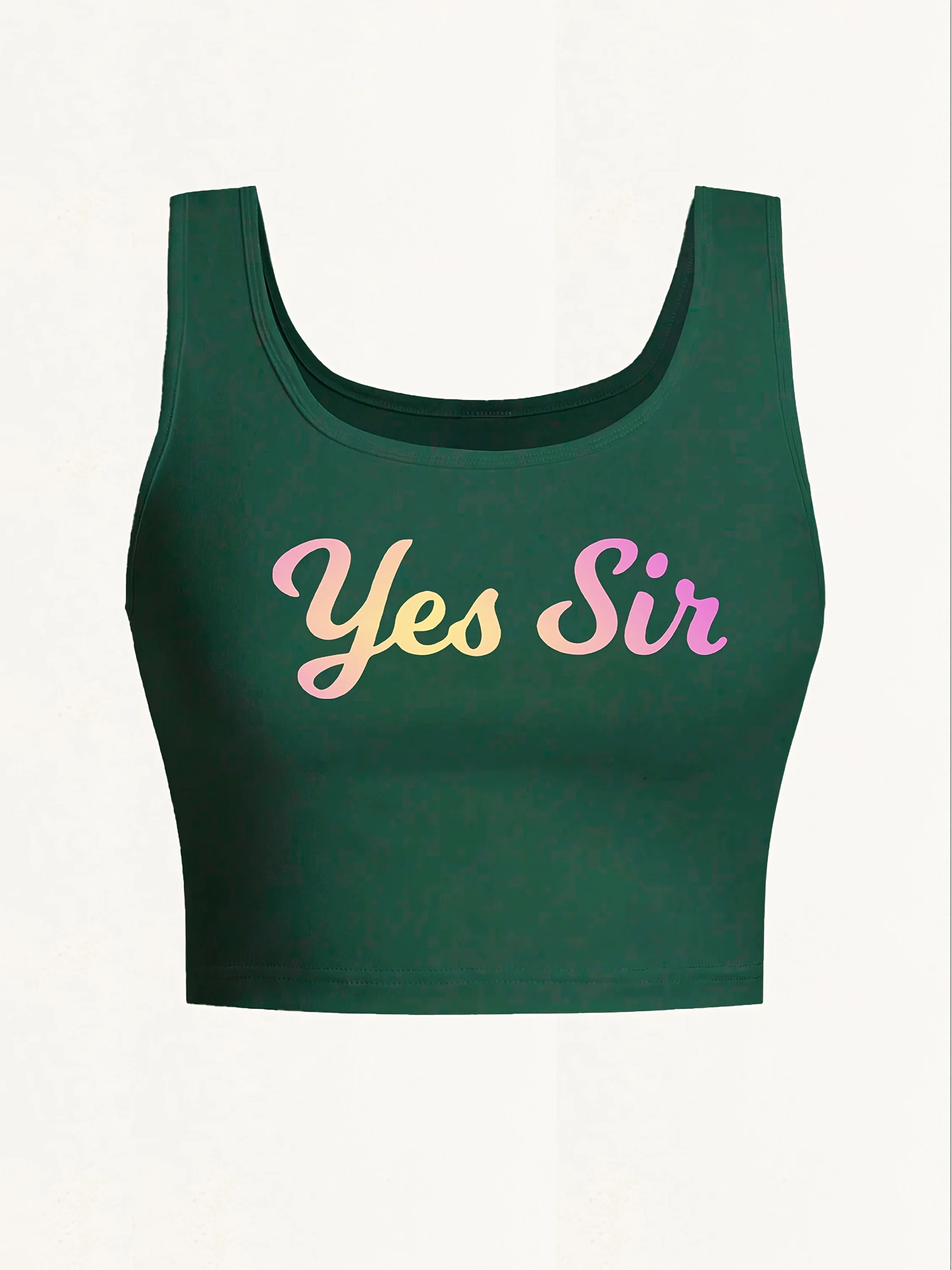 Funny Scoop Neck Seamless Sleeveless Cropped Tank Top with 