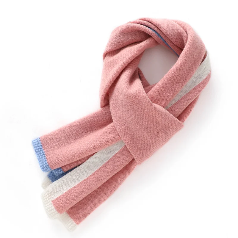 High Quality 100% Cashmere Scarf Shawl Winter New Cashmere Knitted Scarves Women Fashion Warm Neck Scarf Patchwork Color Shawl