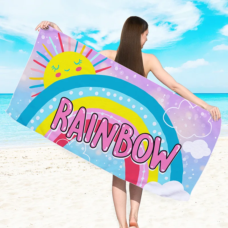 

Outdoor beach towel Cute Cartoon Microfiber Beach Towel Absorbent Quick Dry Soft Yoga Swimming Resort Mountain Climbing Towel