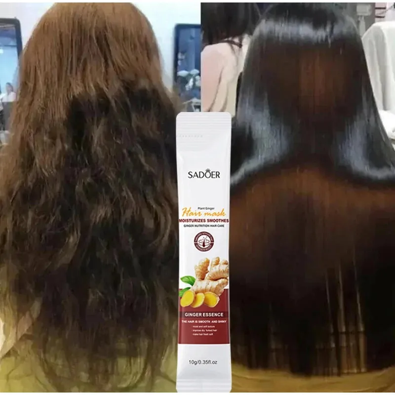 Condicionador de cabelo de gengibre, reparação danificada, frisada, melhora a rugeza, suavidade, nutrição suave, nutrição profunda, raiz do cabelo, cuidados com o couro cabeludo