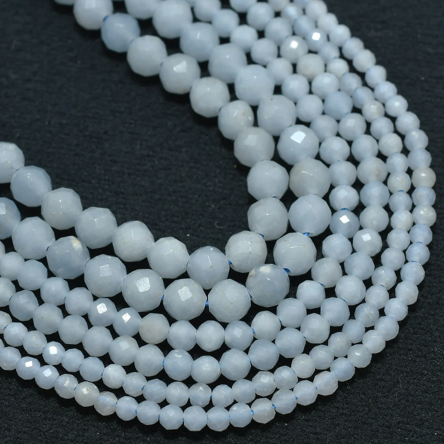 Natural Angelite / Anhydrite Faceted Round Beads 2.3mm/3mm/4.3mm