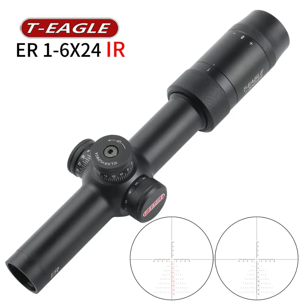 Imagem -02 - T-eagle er ir Tactical Riflescope Spotting Scope para Caça de Rifles Colimador Óptico Gun Sight Luz Vermelha e Verde 16 X24