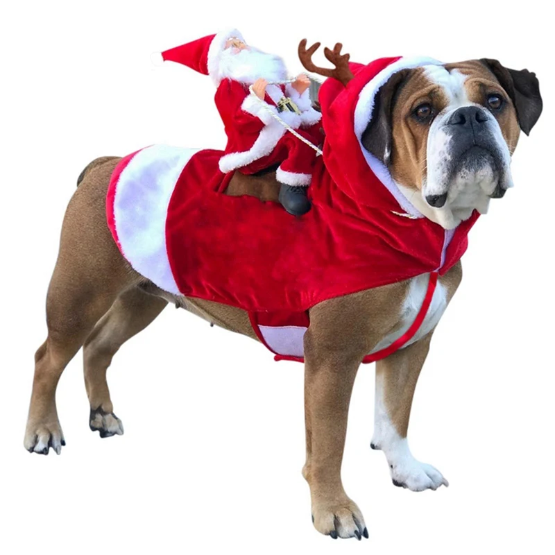 Pet Dog Christmas clothes Santa Claus riding a deer Jacket Coat Pets Christmas Dog Apparel Costumes for Big Dog Small Dog