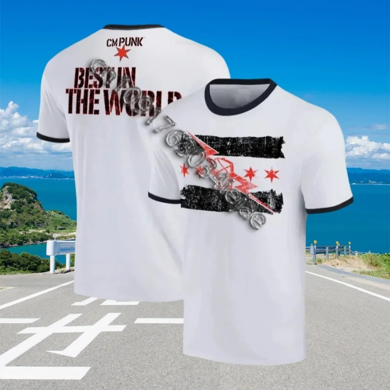 

MOTO- Summer Hot Sale Men's 3d Printed Wrestler Cm Punk Personality Comfortable T-Shirt Children's Street Sports Large Size Tops