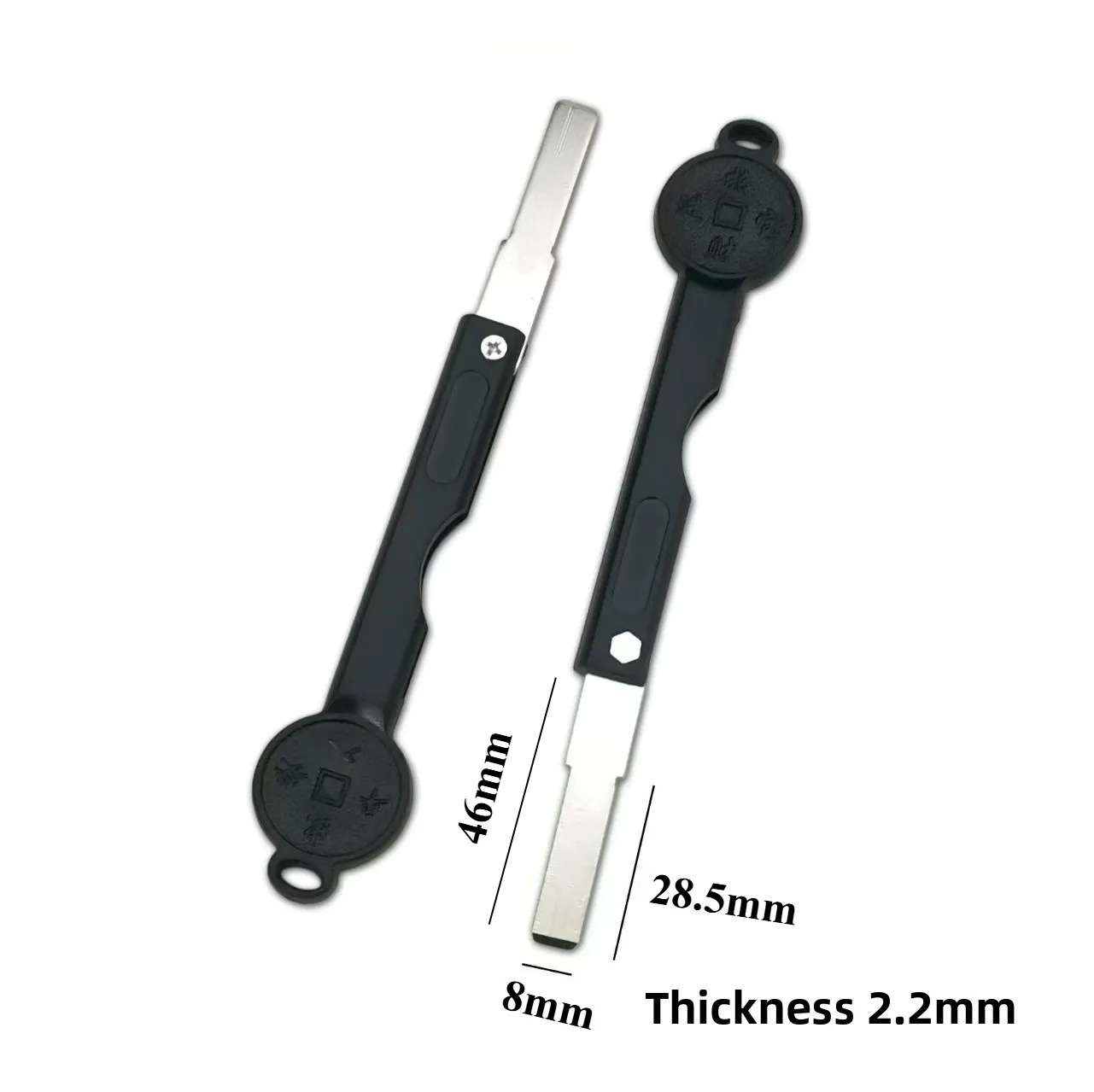 2PC Anti-Theft Flat Key Embryo for round Handle Folding Door Fingerprint Lock Spare Key Embryo 8.8-Wide