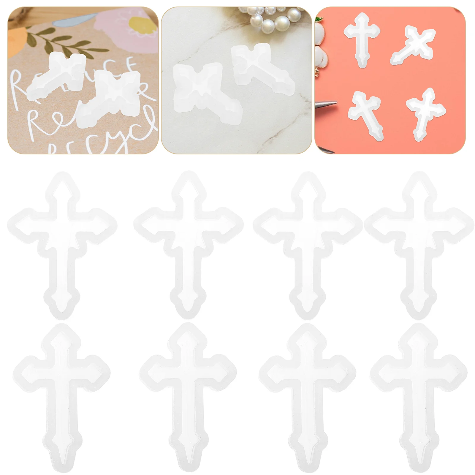 8 Pcs Cross Pendant Mold DIY Silicone Decorate Molds Casting White Epoxy for Crafts