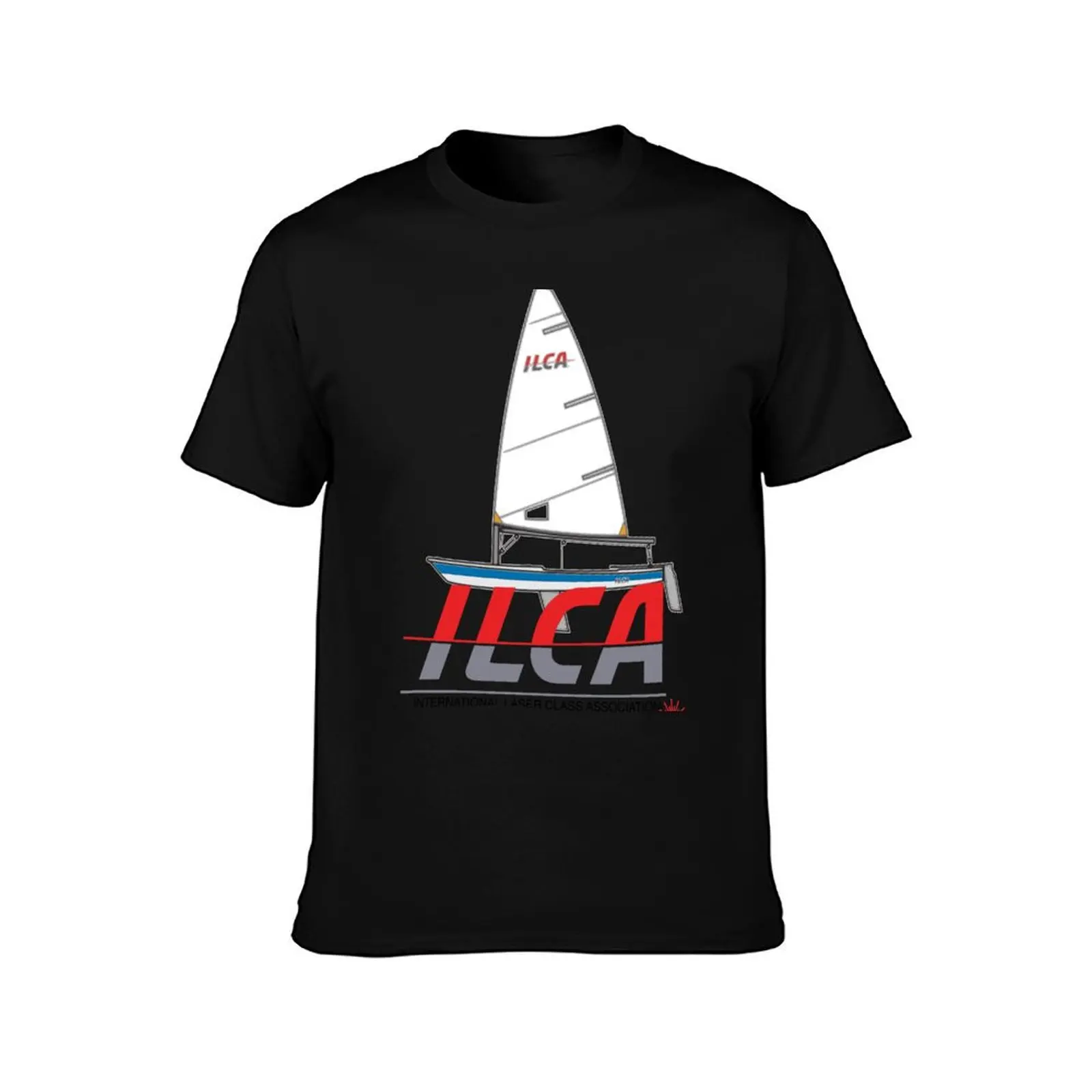 Bestseller- Laser sailboat on ILCA logo - laser sailing dinghy T-Shirt animal prinfor boys oversizeds T-shirts for men cotton