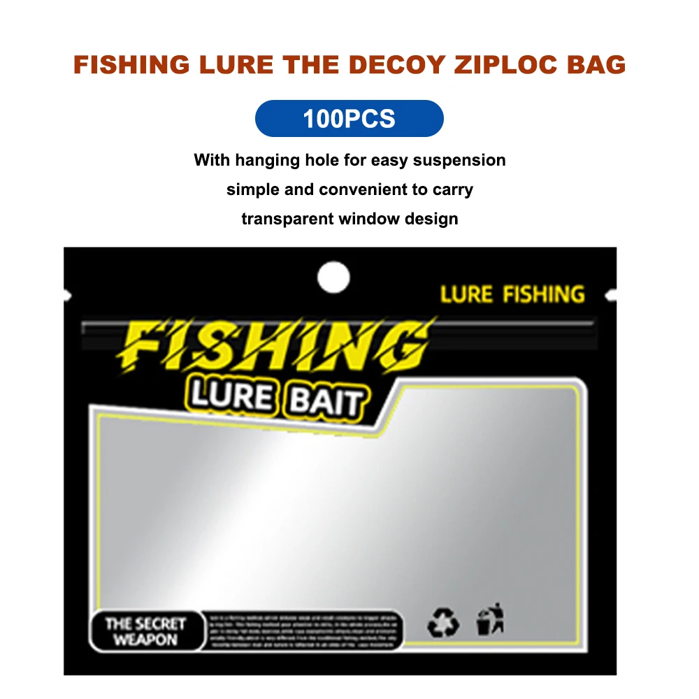 

100pcs Lure Storage Bags 11x9-18x14cm Aluminum Foil Waterproof Ziplock for Soft Baits Fishing Tackle Organizer Bait Keeper
