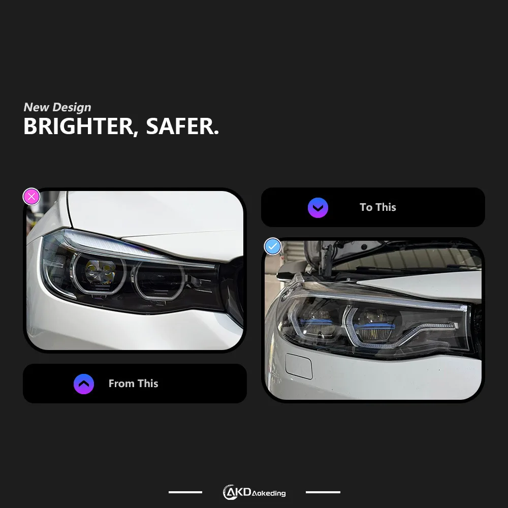Dedicated to 13-19 BMW 3 Series 3GT headlight assembly F34 modified spoon water turn signal LED lens