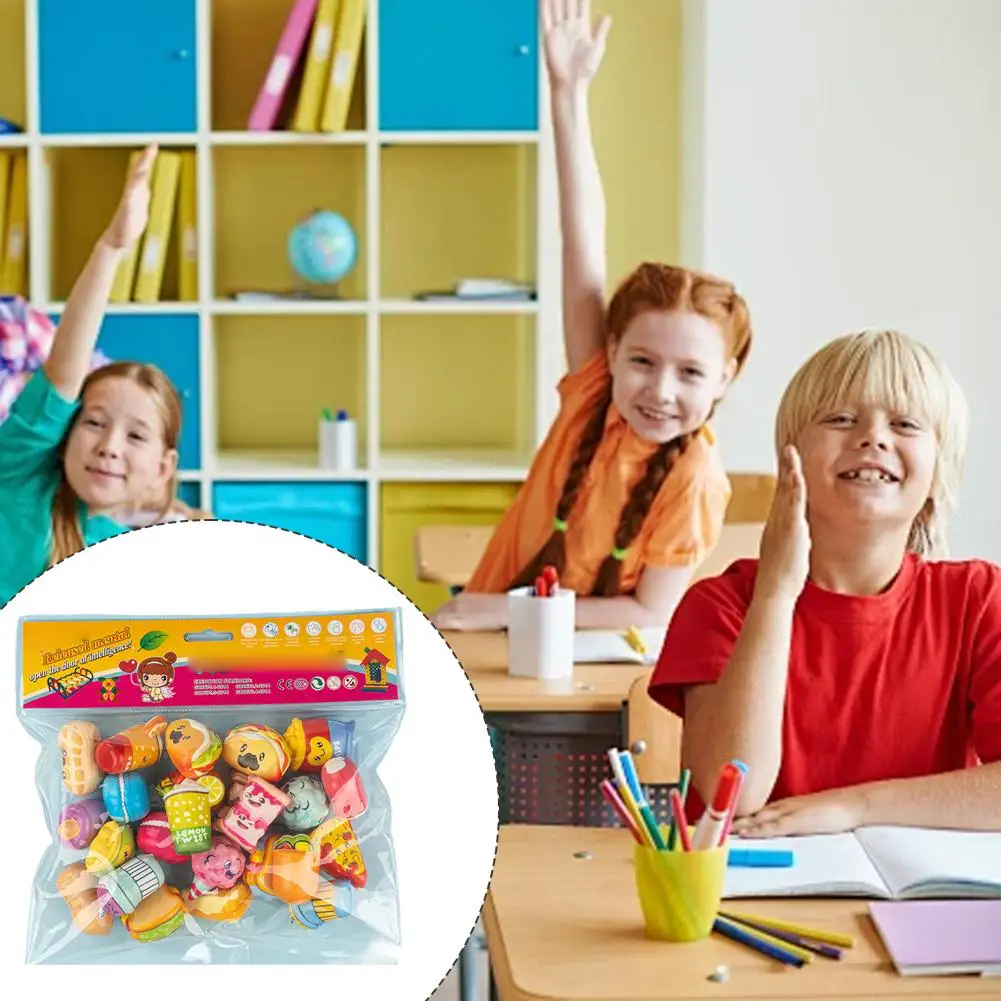 24 pièces créatif diverses aliments et frites forme haute rebond jouets Mini presser jouet portable soulagement du Stress jouet cadeau d'anniversaire