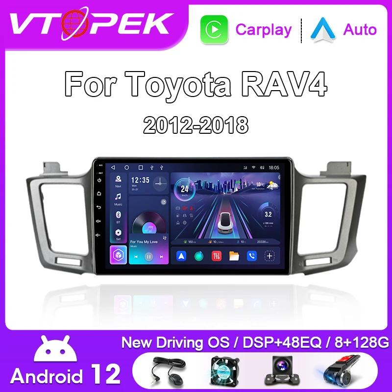 

Vtopek 4G DSP 2din Android 12.0 Car Radio Multimidia Video Player Navigation GPS For Toyota RAV4 RAV 4 2012-2018 Head Unit