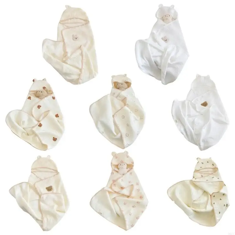 

96GC Embroidery Poncho Cape Hooded Cloak 0-6Y Toddler Swaddles Blanket Stroller Cover
