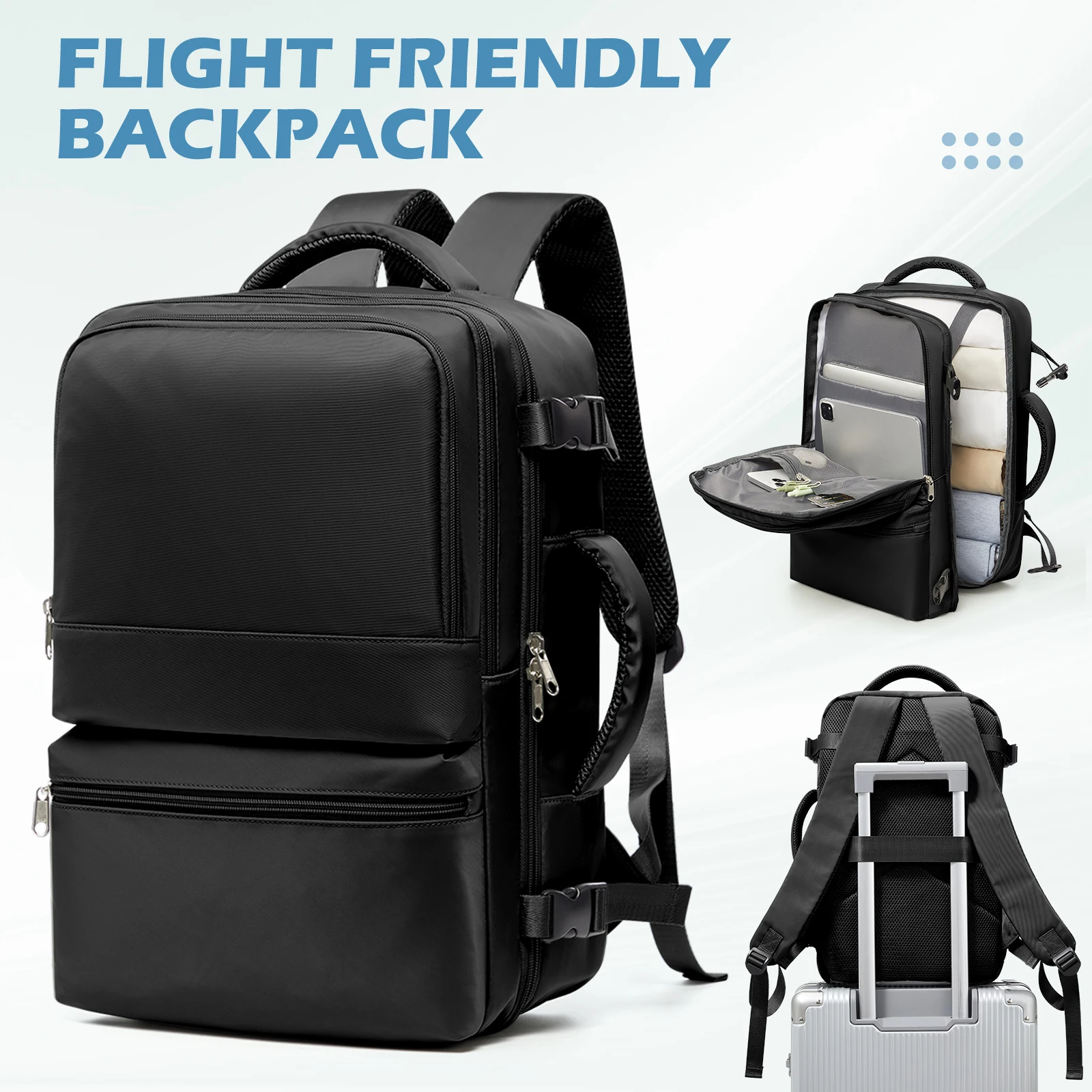 

Cabin Bag for 43x30x18cm Travel Backpack, Waterproof Travel Backpack Airplane Hand Luggage 15.6 Inch School Laptop Bag