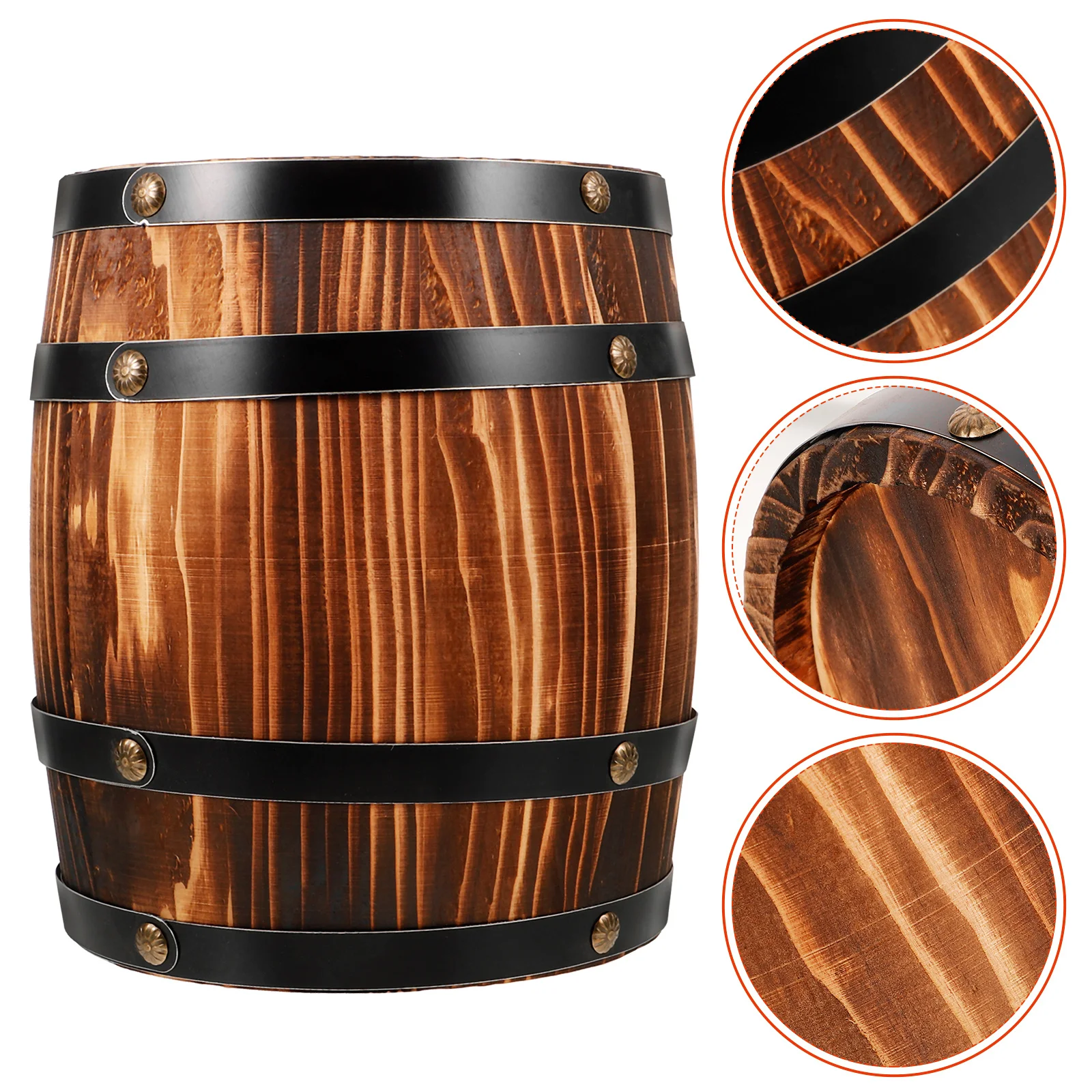 

Wood Barrel Decorative Prop Vintage Style Solid Wood Wine Barrel Ornament Bar Decor Rustic Flower Pot Art Home Garden