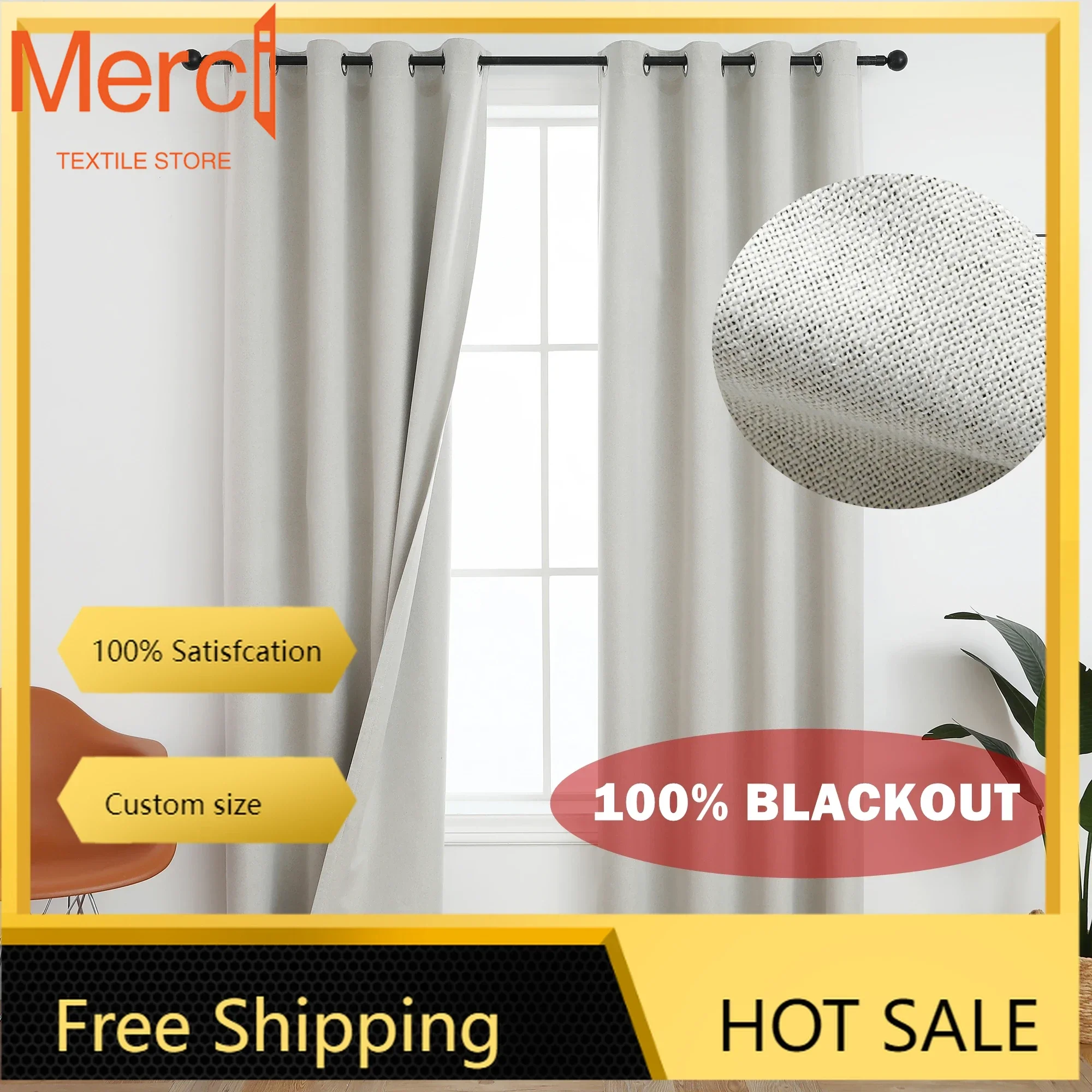 

310cm Height Custom Made High Blackout Soundproof Curtain Blackout Faux Linen Curtains For Bedroom Living Room Drapes Windowcust