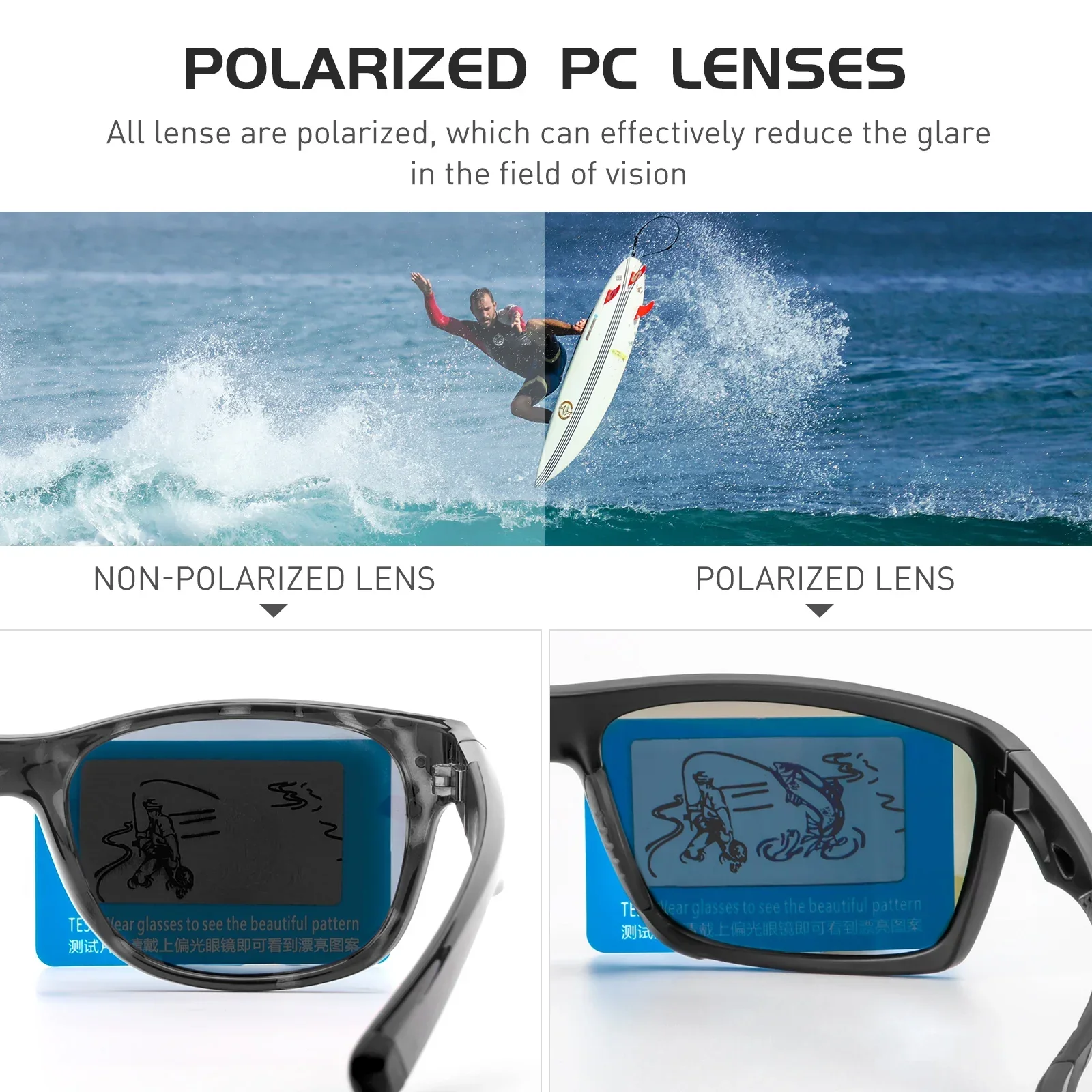 Kapvoe Polarized Fishing Sunglasses Glasses Fashion Outdoor Camping Goggles Sports Uv400 Hiking Running Glasses for Men Cycl
