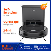 ILIFE V9/V9Pro Robot Vacuum, Self-Emptying, 3000Pa Strong Suction, Gyro Navigation, Schedule, App/Alexa Control, for Pet Hair