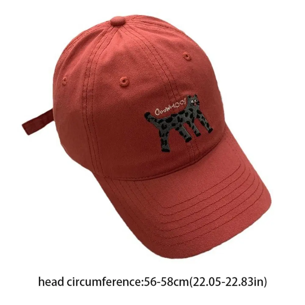 Simple Embroidered Embroidery Baseball Cap Spotted Cat Retro Letter Baseball Hat Peaked Cap Cotton Sun Hat Sports