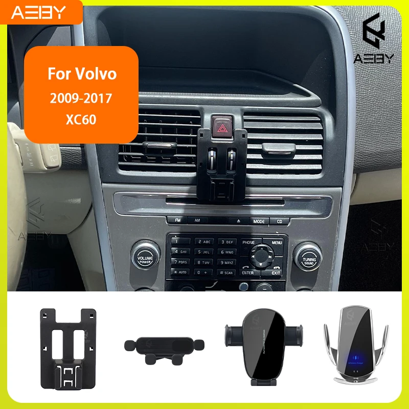 Für Volvo XC60 2009-2017 Handyhalterung Auto-Mobiltelefon-Halterung Spezielle Fixierte Halterungsbasis Kabelloses Ladegerät Ständer Innenraum