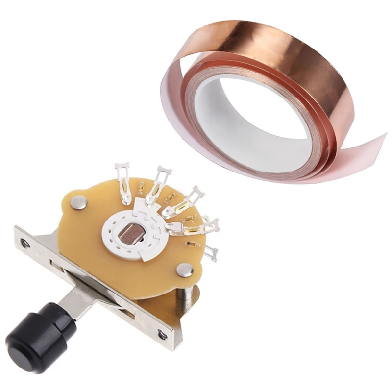 30Mm X10M Copper Foil Tape Adhesive EMI Shielding Guitar Slug Snail Barrier Tool & 3 Way Lever Pickup Selector Switches