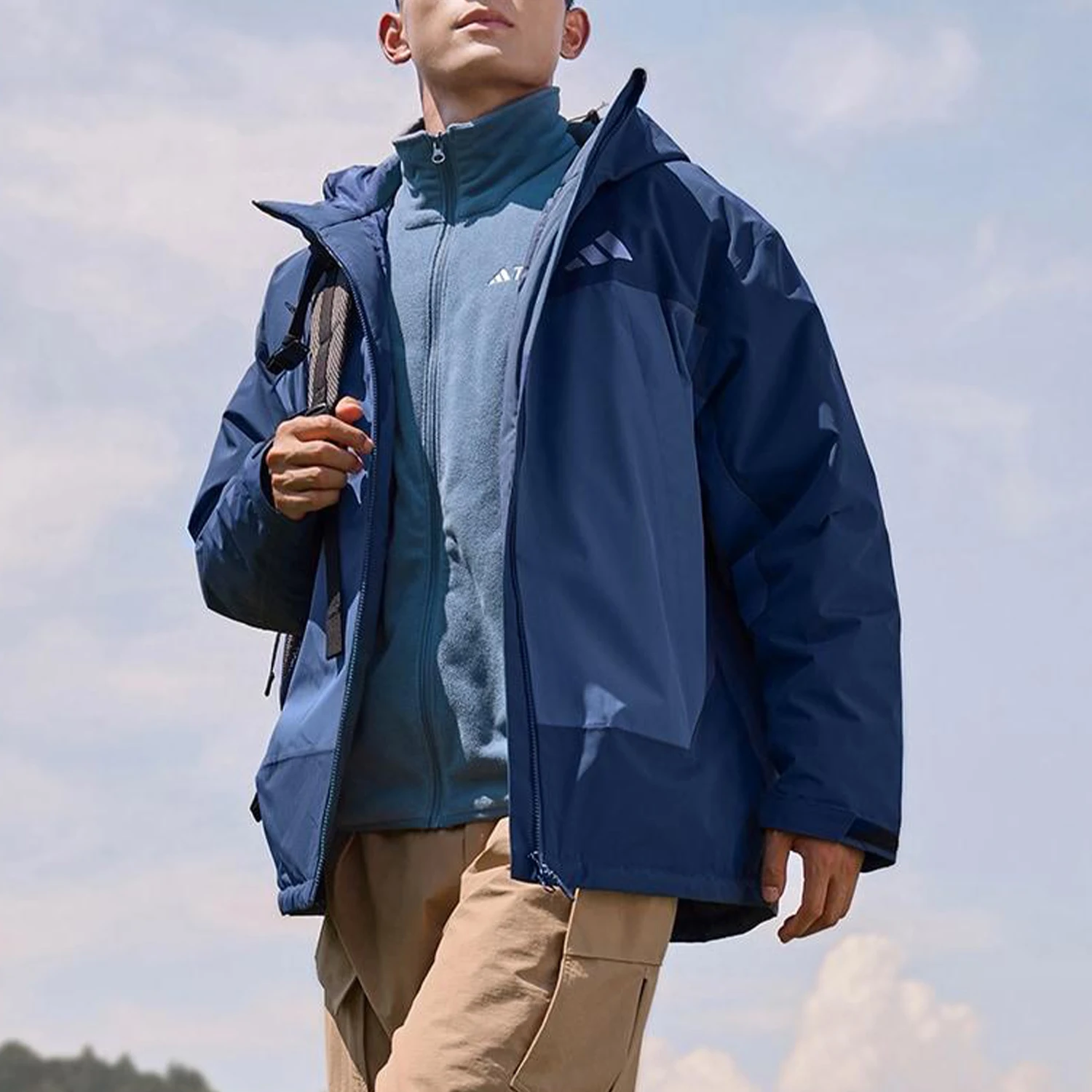 Adidas genuine 2026 spring men's spliced three in one jacket KT5006